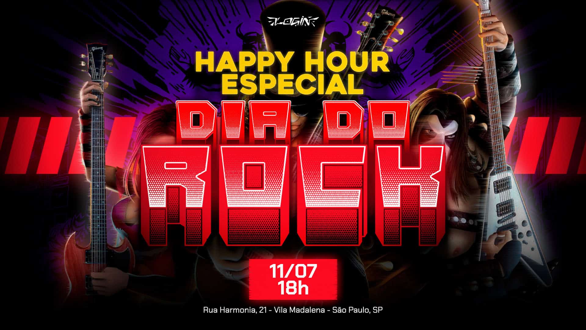 🎸 Happy Login Hour – Especial Dia do Rock